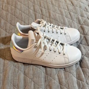 Adidas White Sneakers with Iridescent Accents